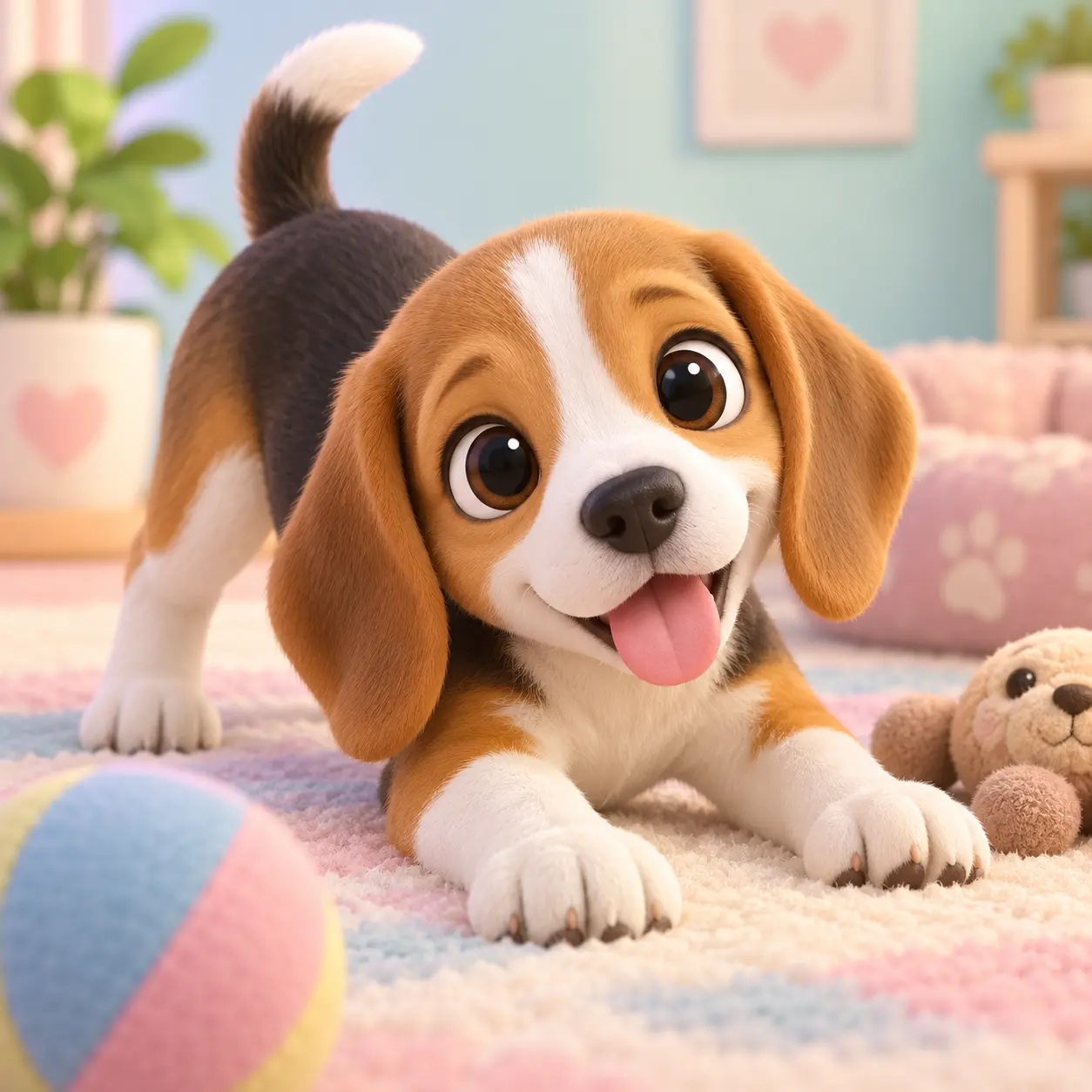 Beagle puppy in a 3D animation style created with an AI dog generator