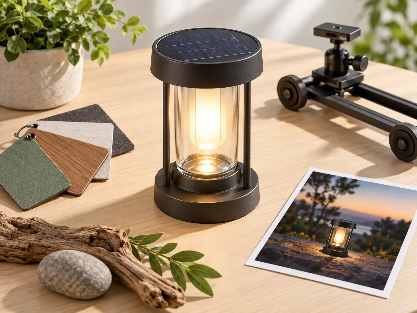 VideoAI scene prompt using image, video, audio, and @ references for a product story