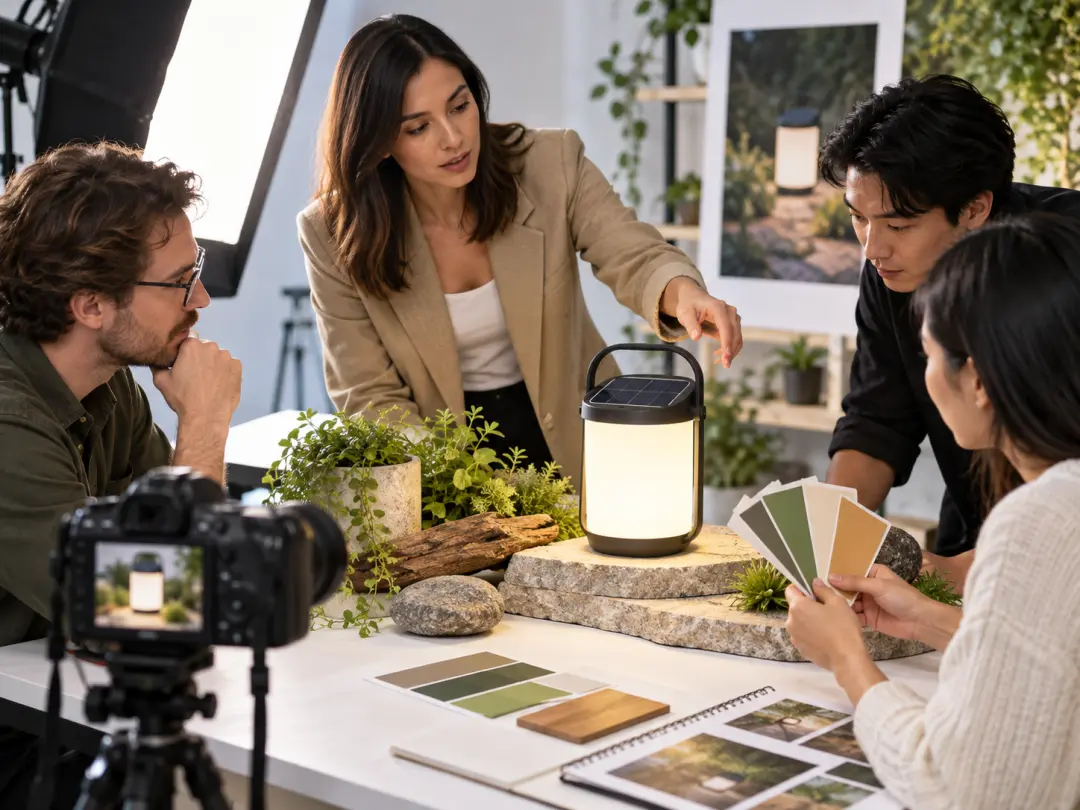 Marketing team planning an explainer video with points, campaign references, and scene timing