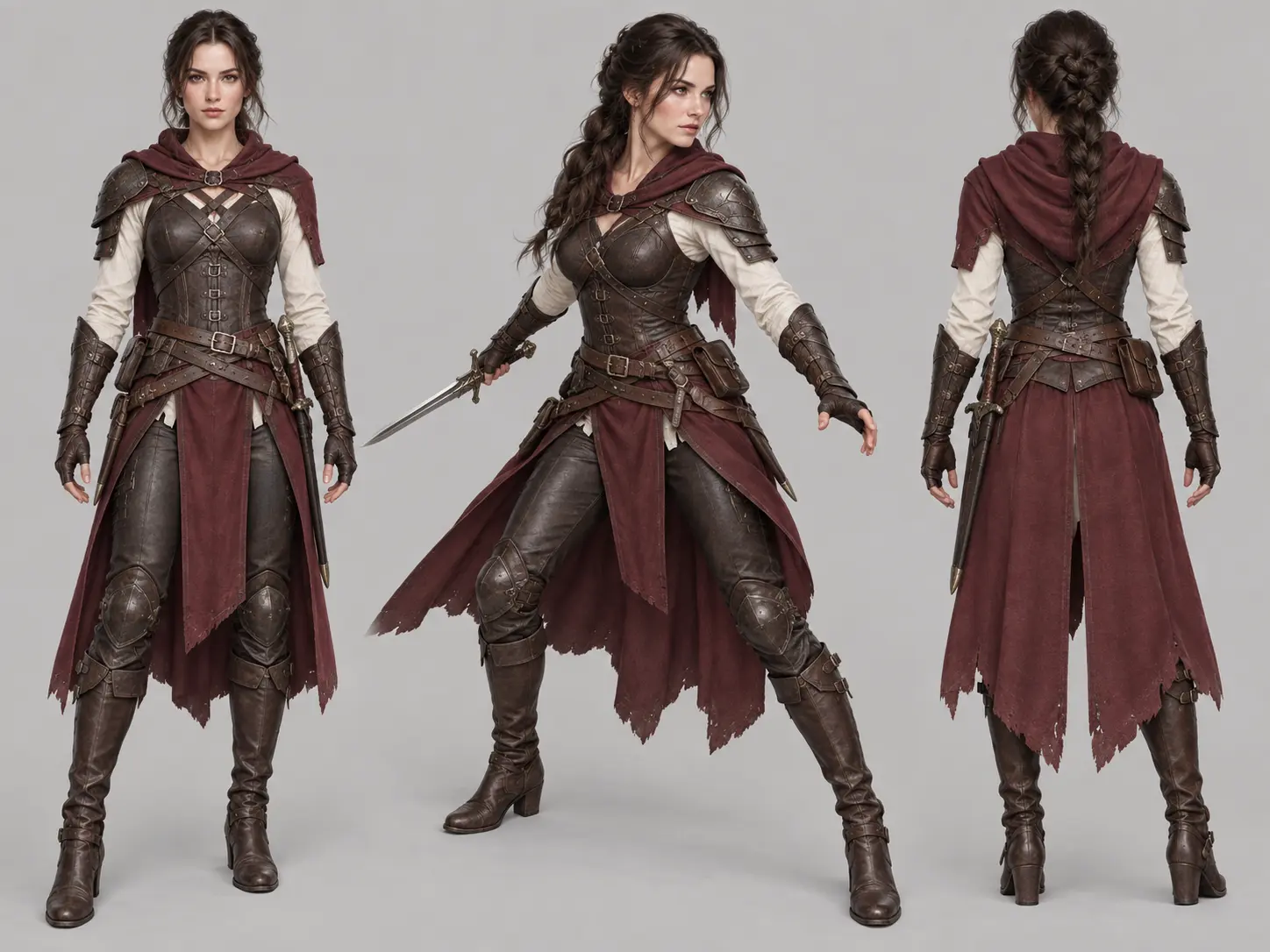 Fantasy character creator studies holding one costume palette constant