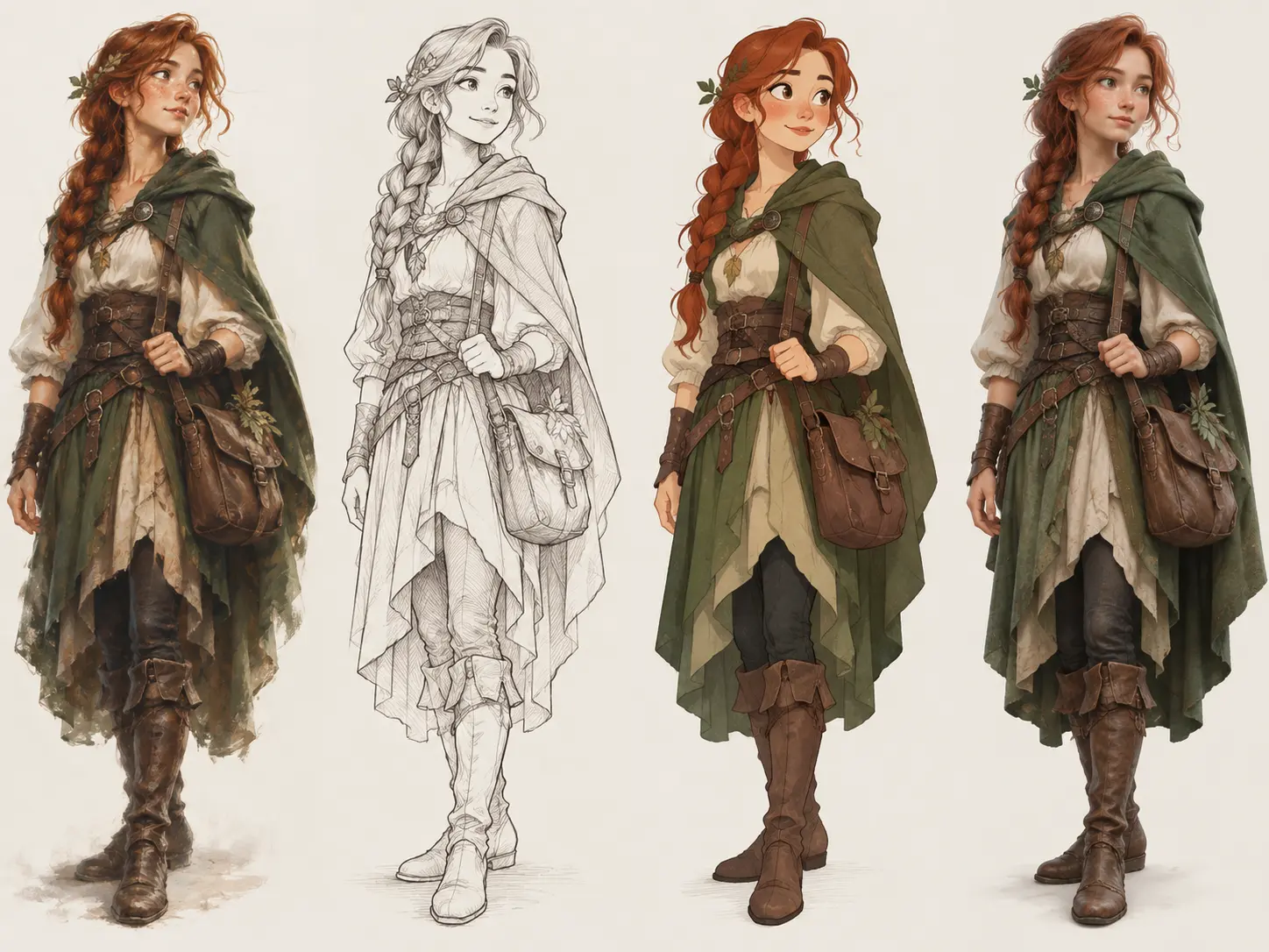 Fantasy character creator portraits compared across four rendering styles