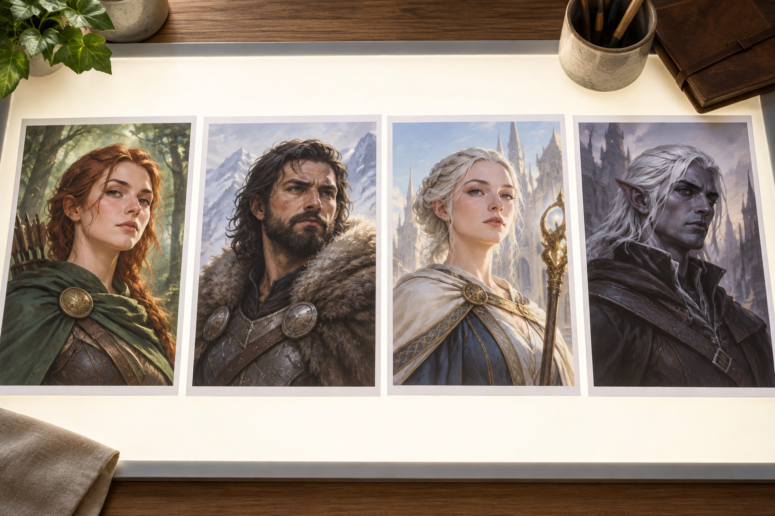 Several fantasy character creator portraits compared side by side