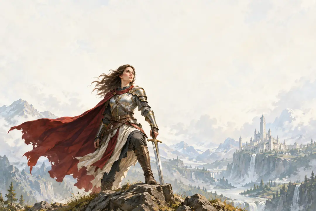 Fantasy character creator hero pose used in a cover concept layout