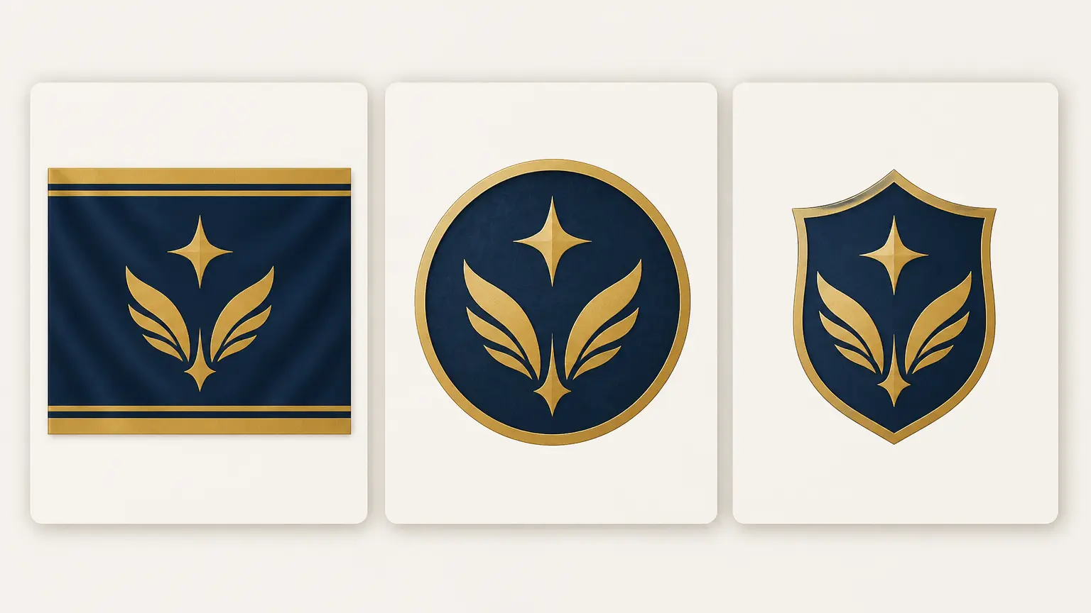 Flag Generator versions showing the same symbol as a flag, sigil, and round emblem