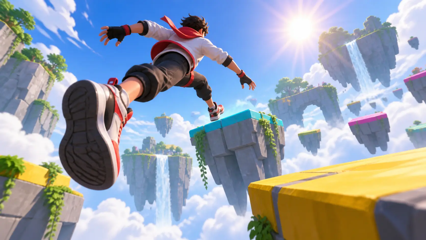 Stylized battle royale action with one clearly dominant player moment