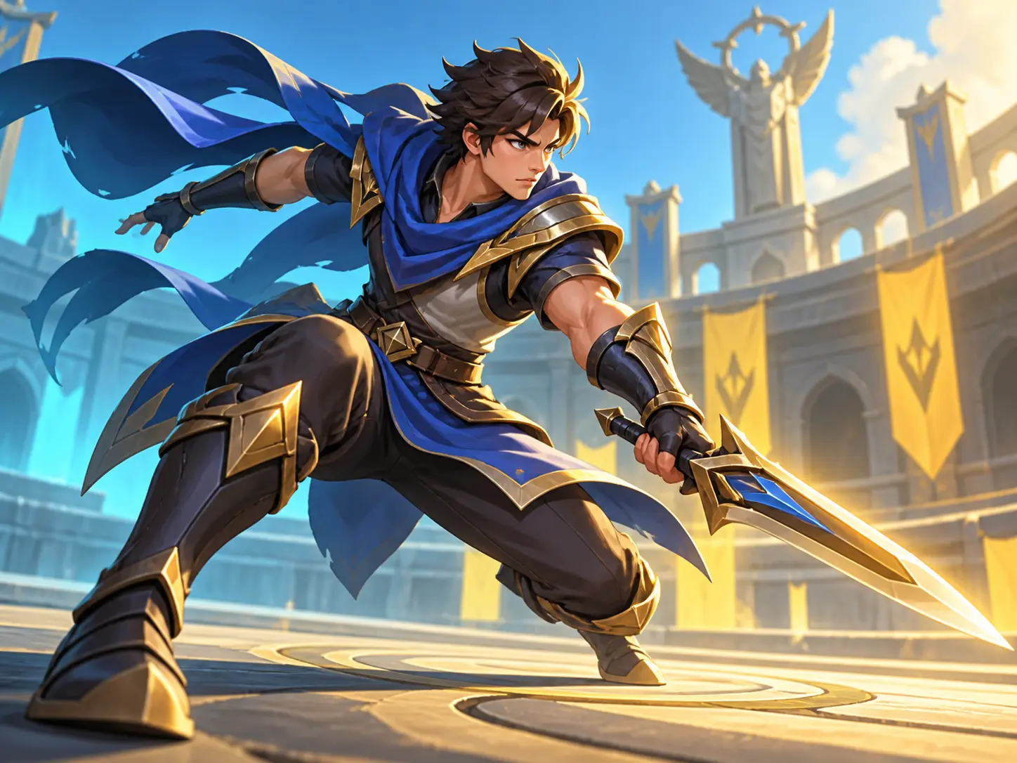 Gaming thumbnail using controlled cyan and yellow contrast around one subject