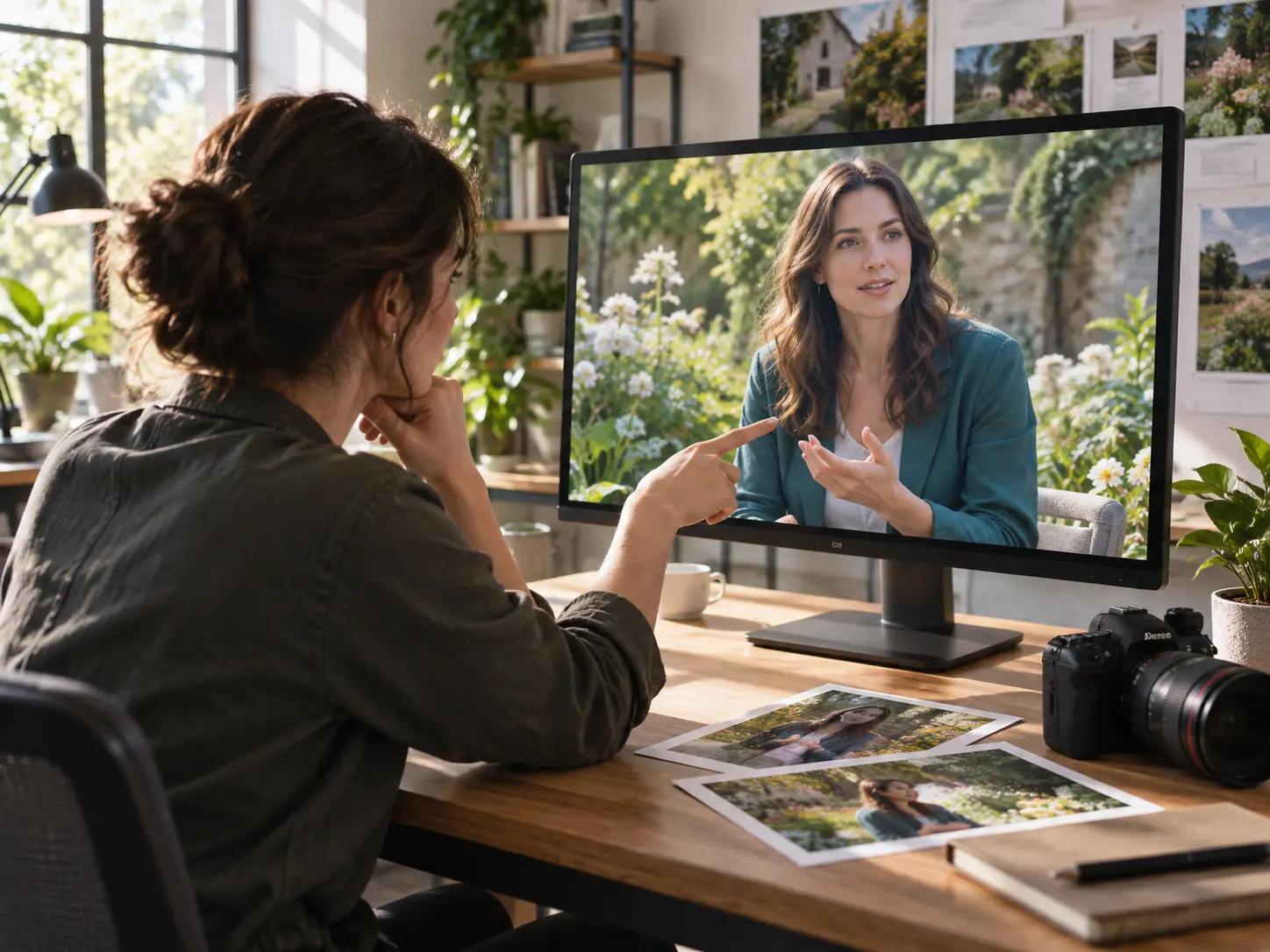 Creator reviewing an adult female character video scene before a revised version