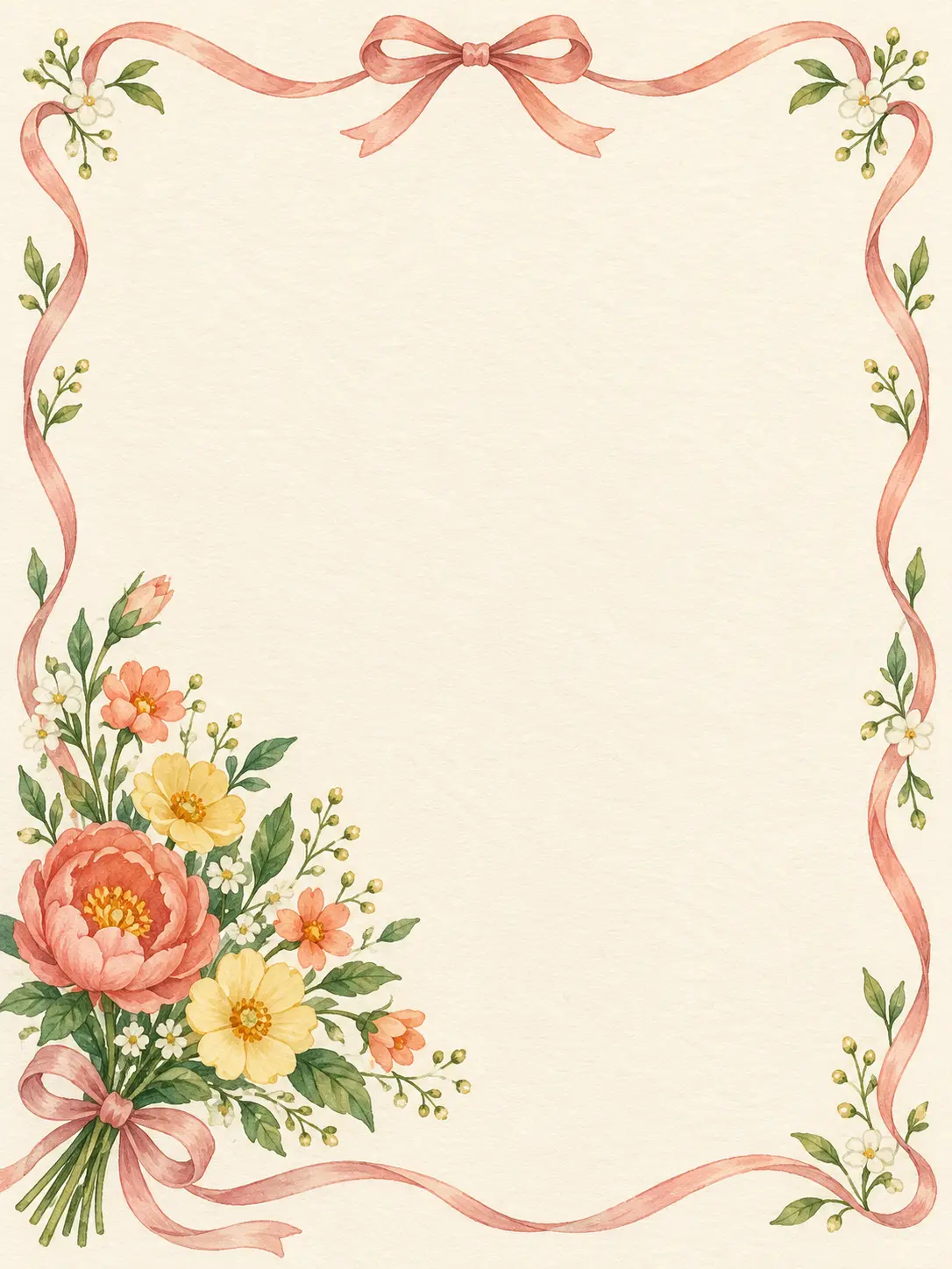 Vertical birthday ecard design with a small flower bouquet and open message space