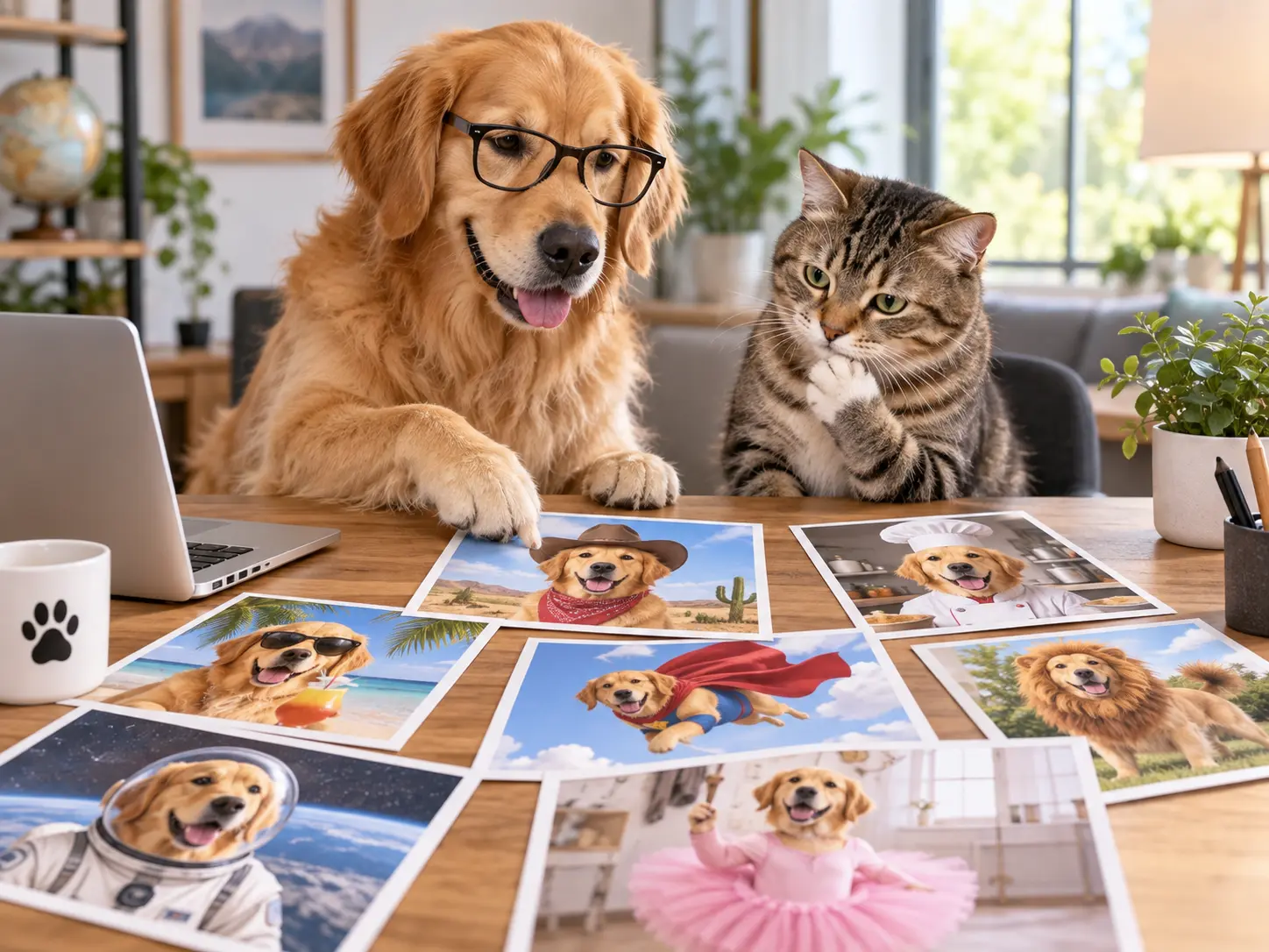 Funny AI image workflow showing related humorous image variations being reviewed