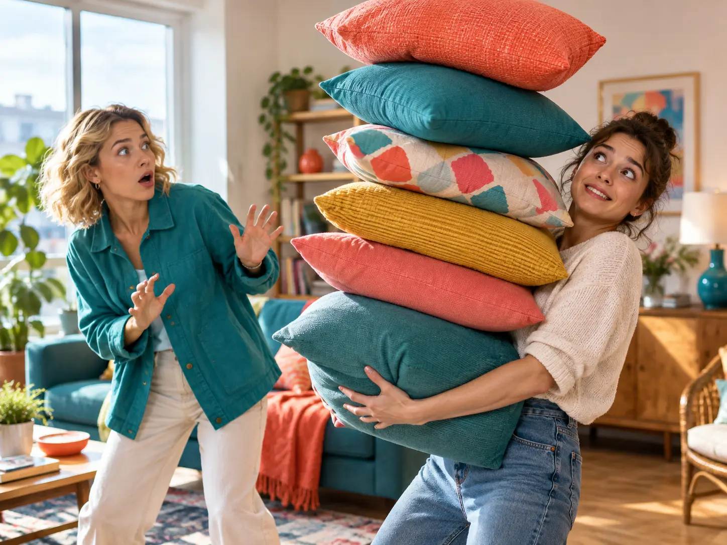 Playful reaction scene with two expressive recurring characters