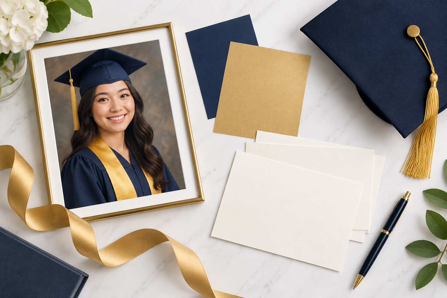 Graduation details and a portrait reference prepared for banner generation