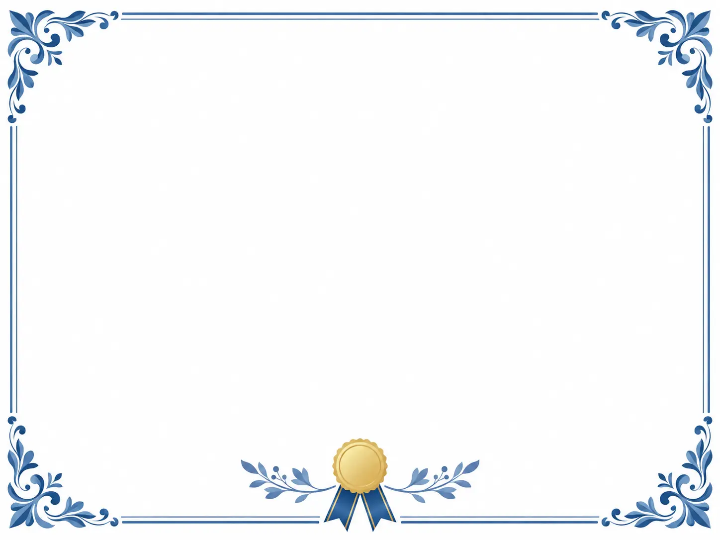 Graduation template artwork with restrained blue corner decorations and a clear blank text area