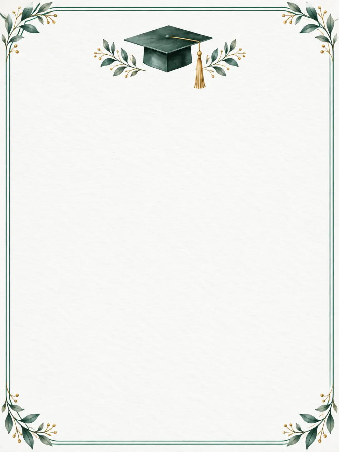 Graduation party invitation artwork with emerald accents and a blank space for event details