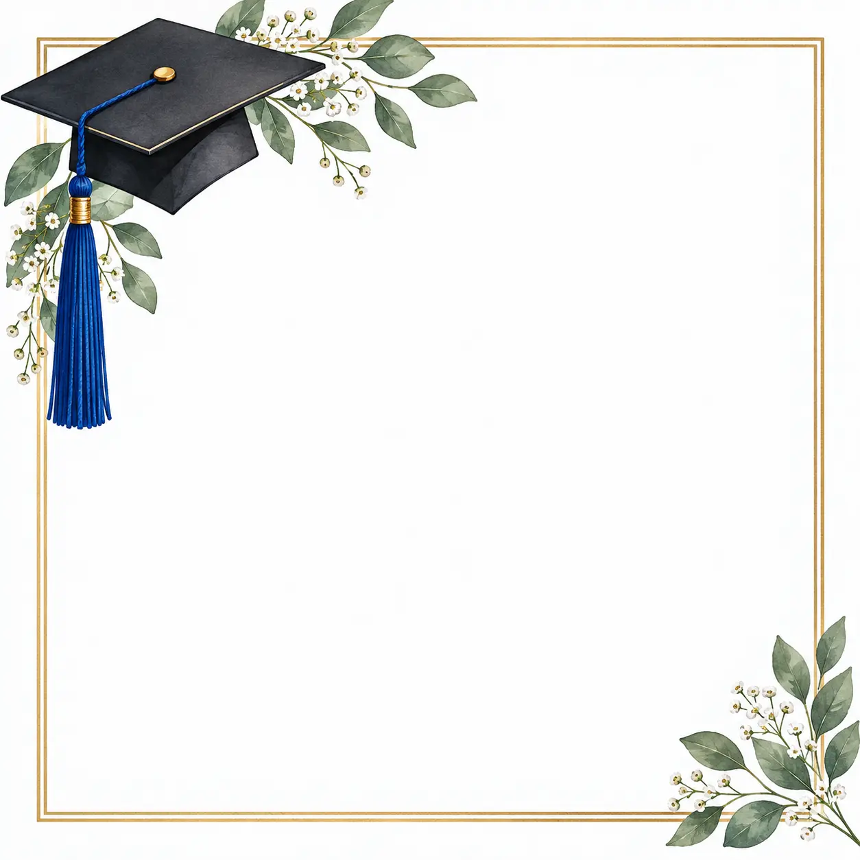 Save the date graduation template artwork with a cobalt tassel and blank date space