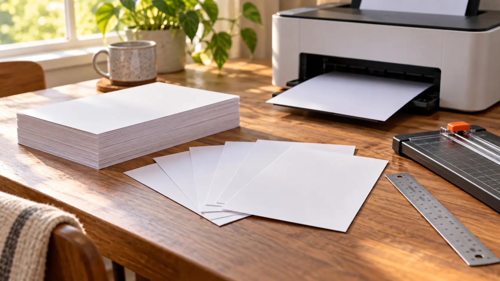 Printed Fathers Day pictures coming out of a home printer ready to use