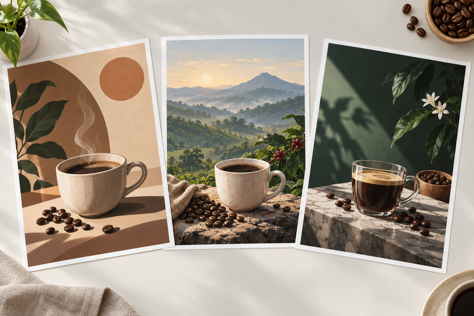 Comparing several AI image design directions side by side before choosing one