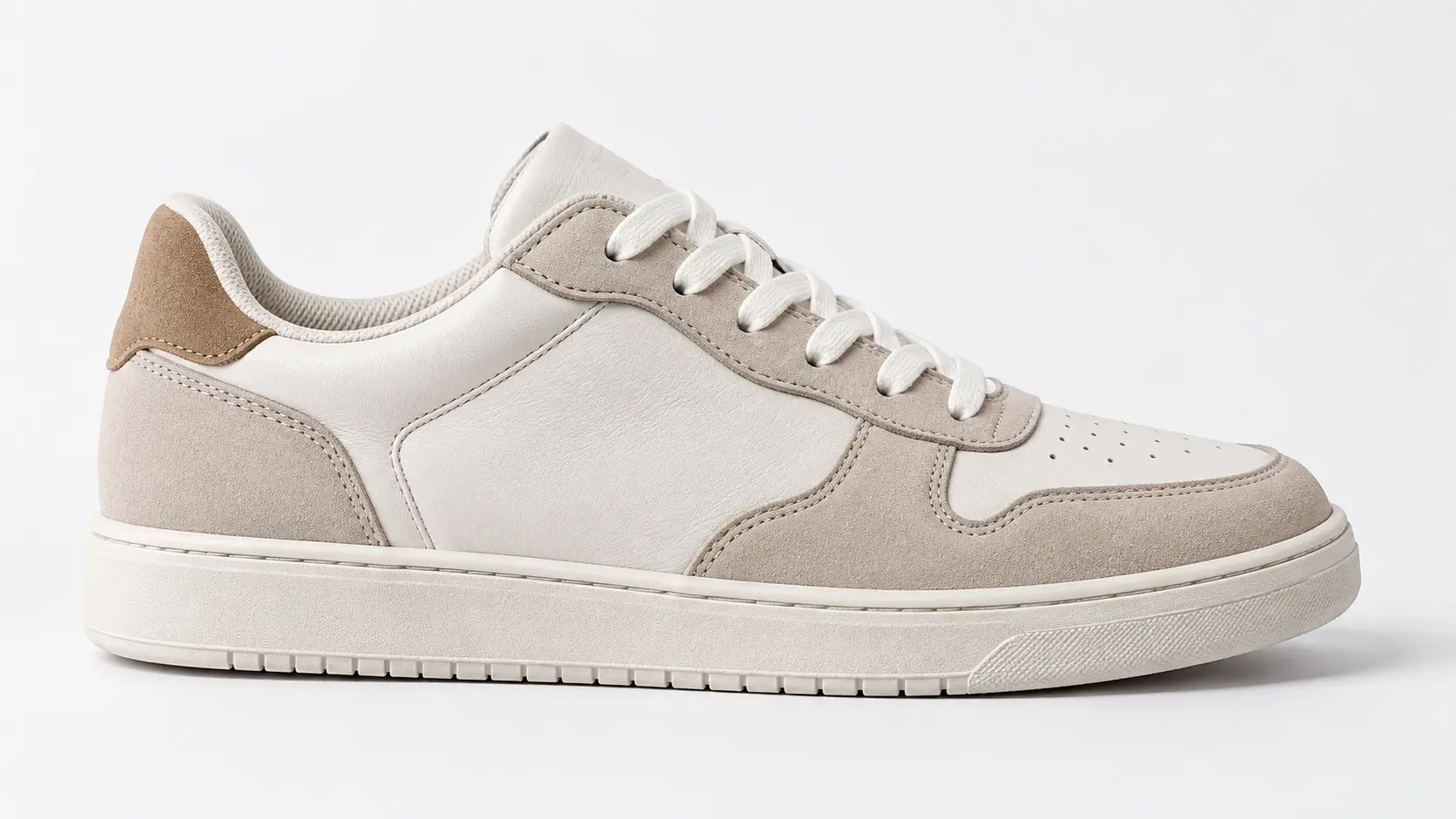 Unbranded sneaker photographed cleanly on a seamless light studio background