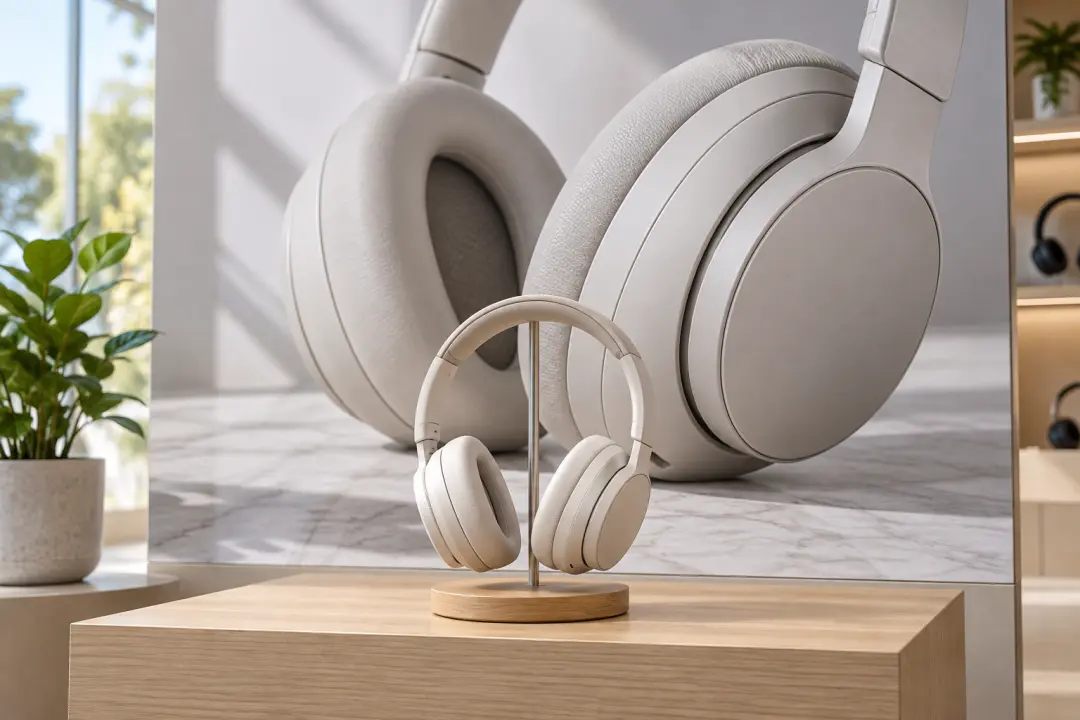 Small product photo enlarged into a detailed retail display panel
