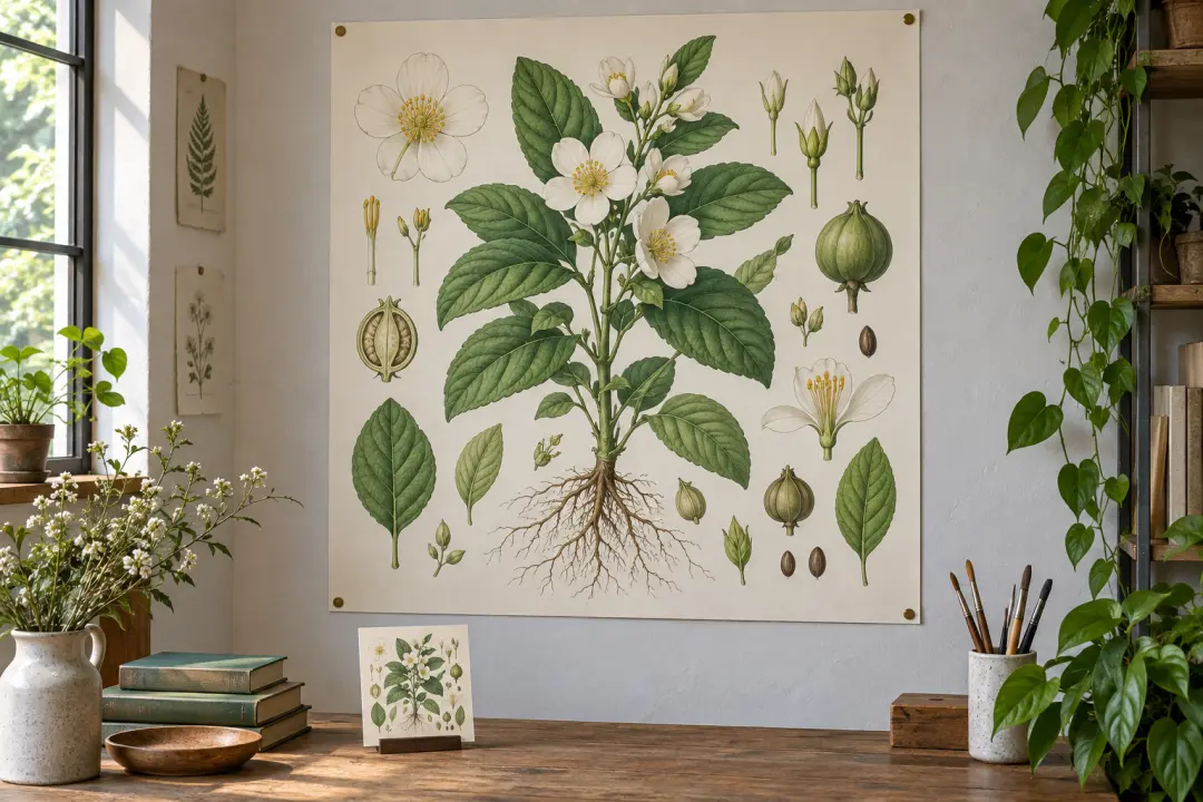 Small illustration source enlarged into a large presentation poster on a studio wall