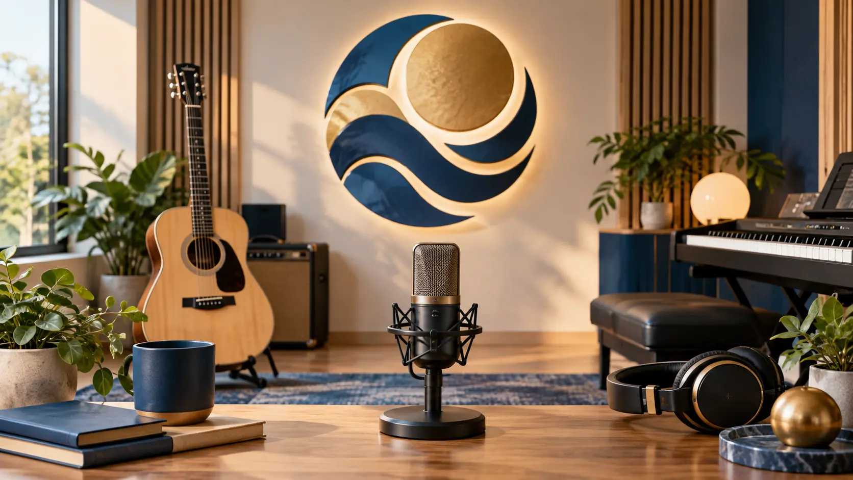 Workspace showing logo text voiceover music and sound effect references