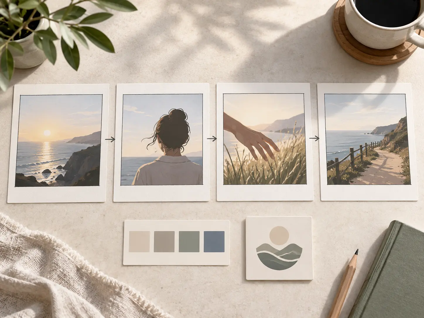 Preset intro template with scene planning and brand text in VideoAI