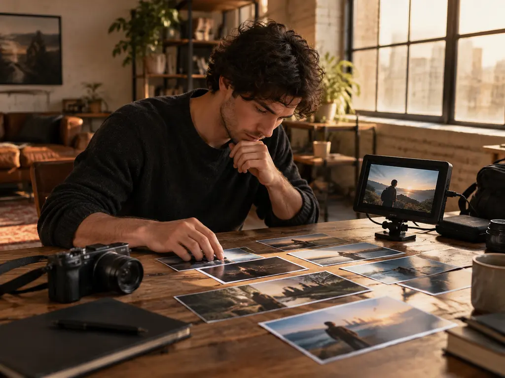 Independent creator workspace combining media inputs and an MP4 opening