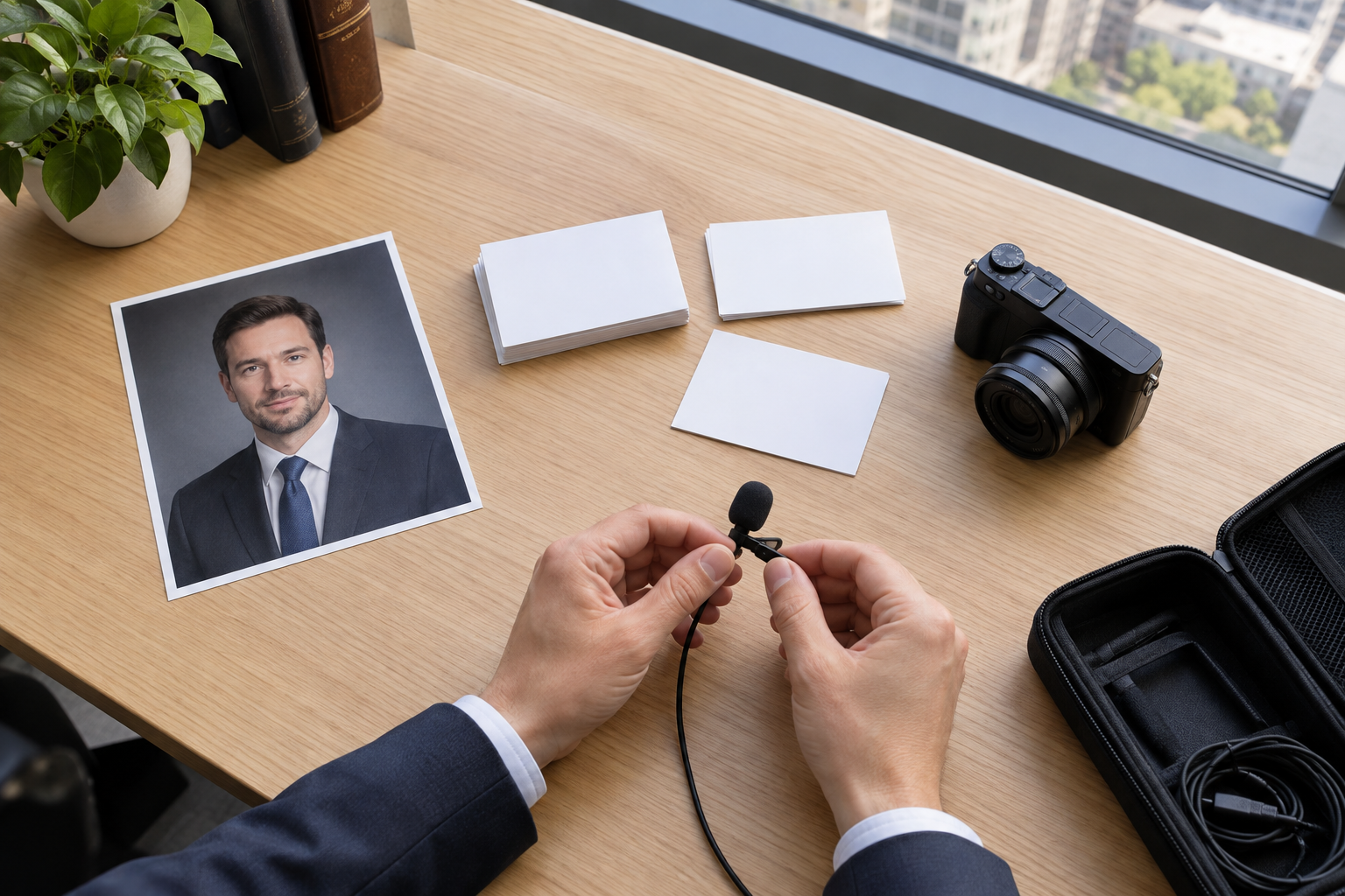 Text brief for an attorney introduction with image, video, and audio references