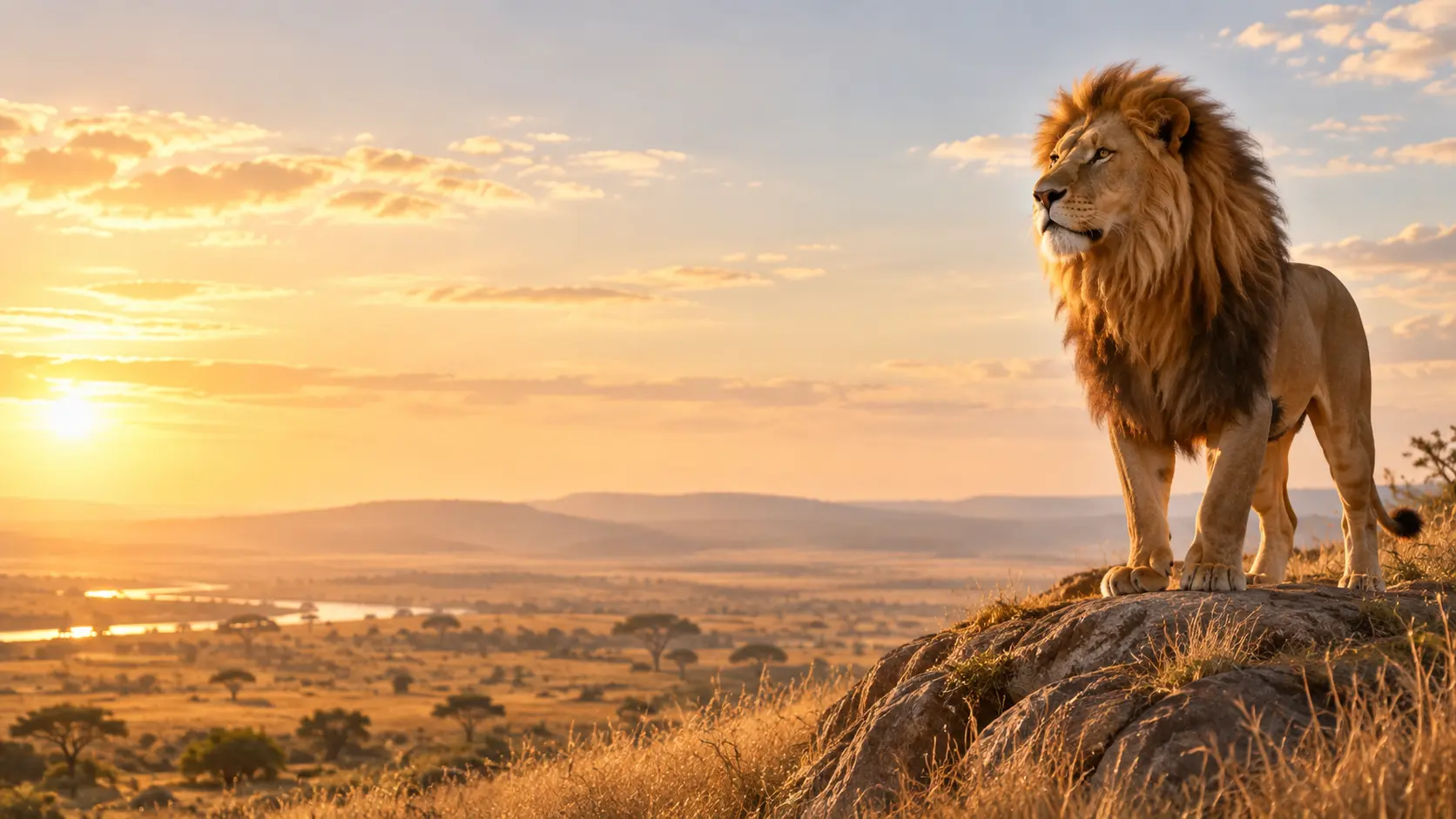 Original lion intro scene ready to create with VideoAI