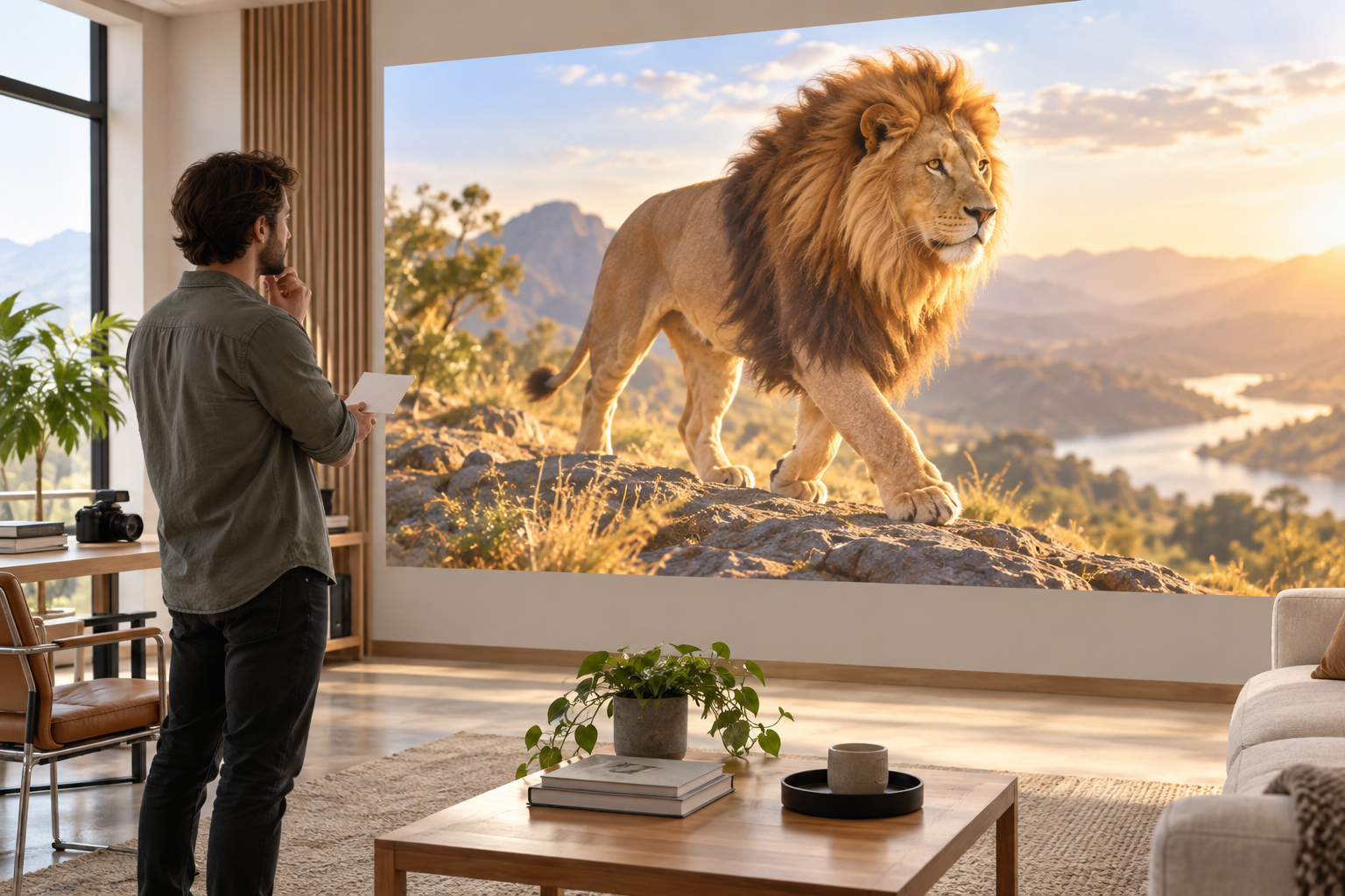 Lion intro preview with text revision notes and 4K MP4 download option