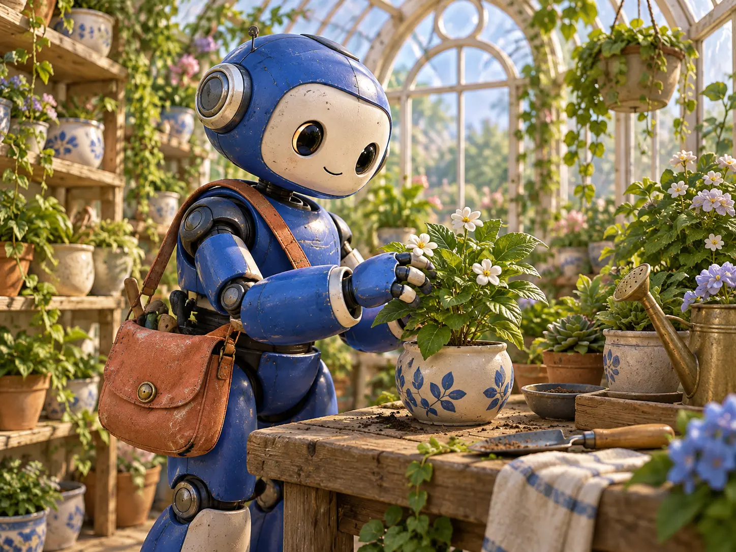 3D-rendered character with rounded forms and soft lighting in a defined setting