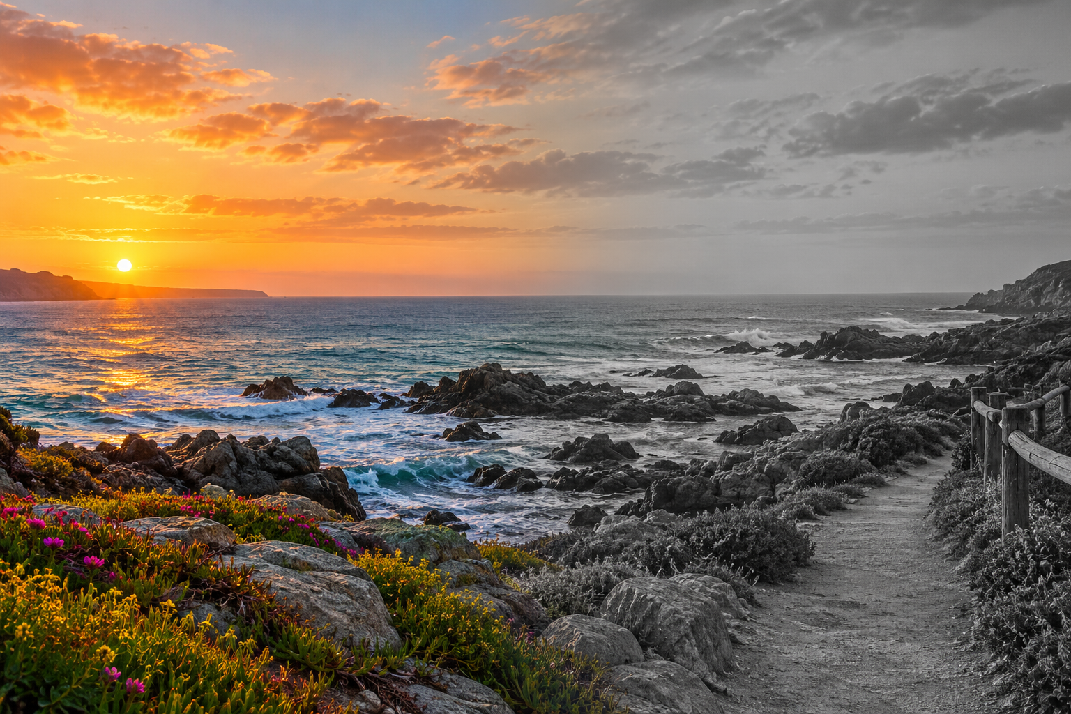 The same photo mid change as its colour drains toward a balanced grayscale tone