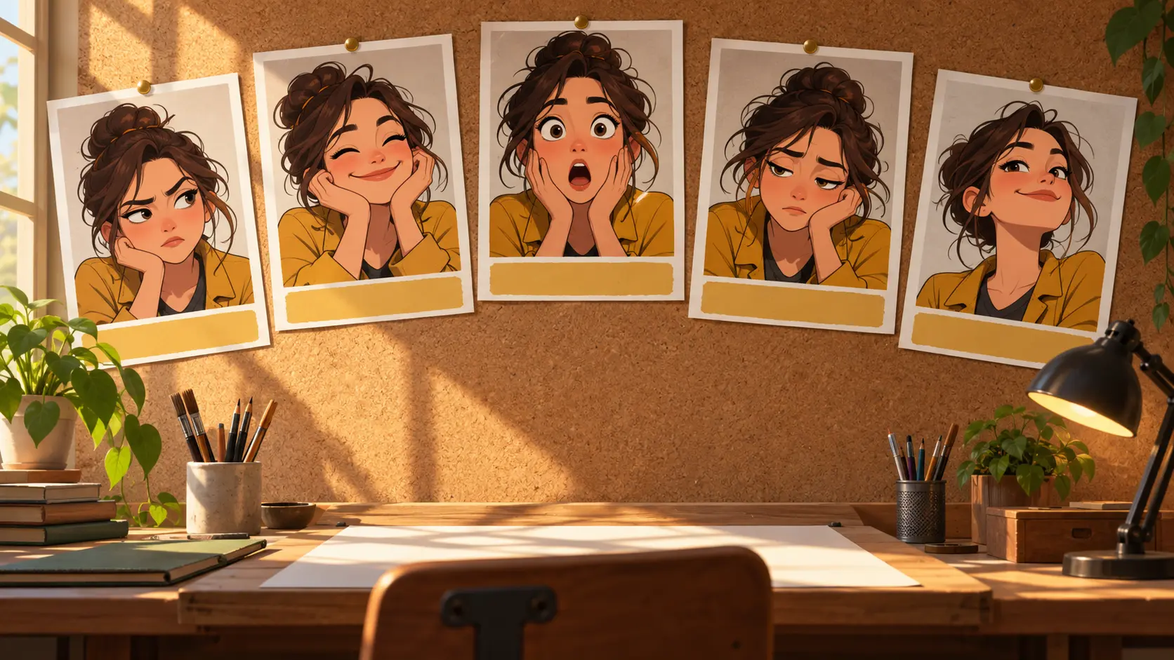 Recurring original meme character shown across several clean unlabeled printed reaction cards