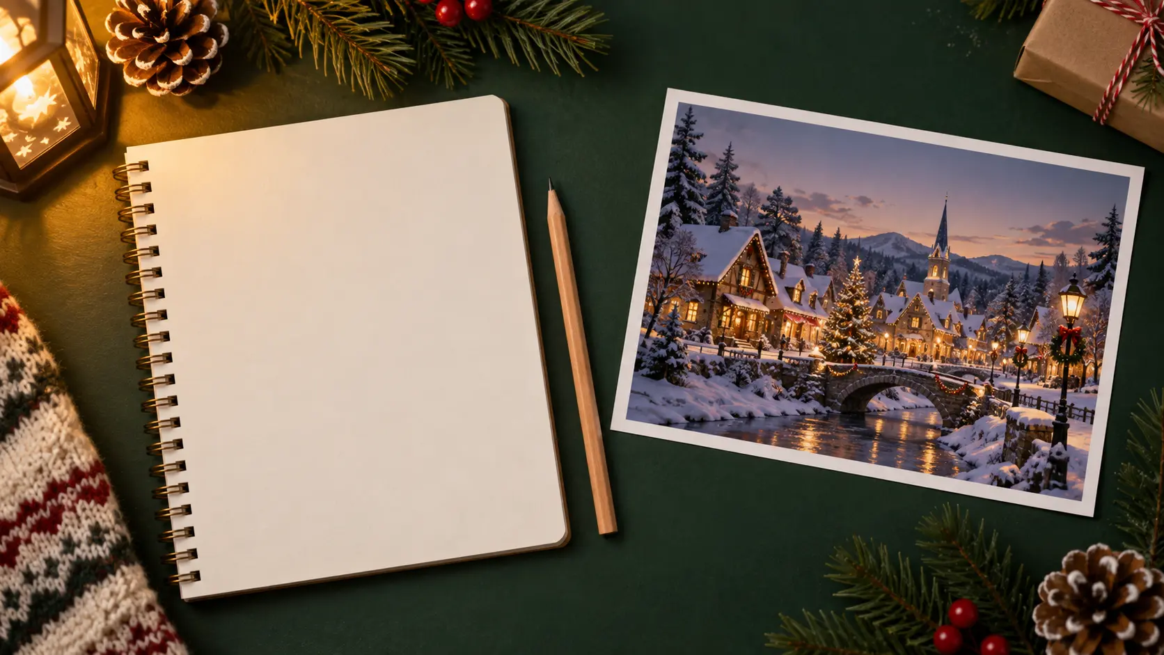 A written Christmas prompt turning into a finished festive scene