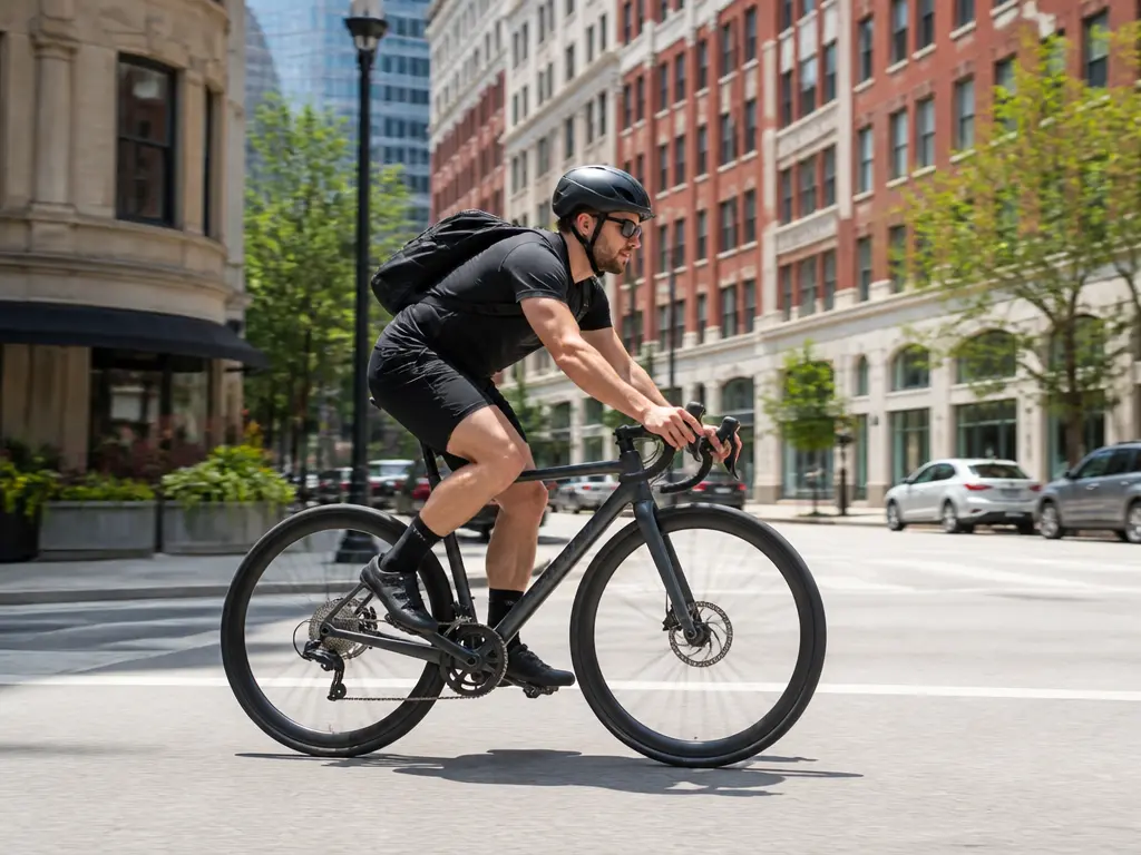 Sharp cyclist photo before directional motion blur is applied