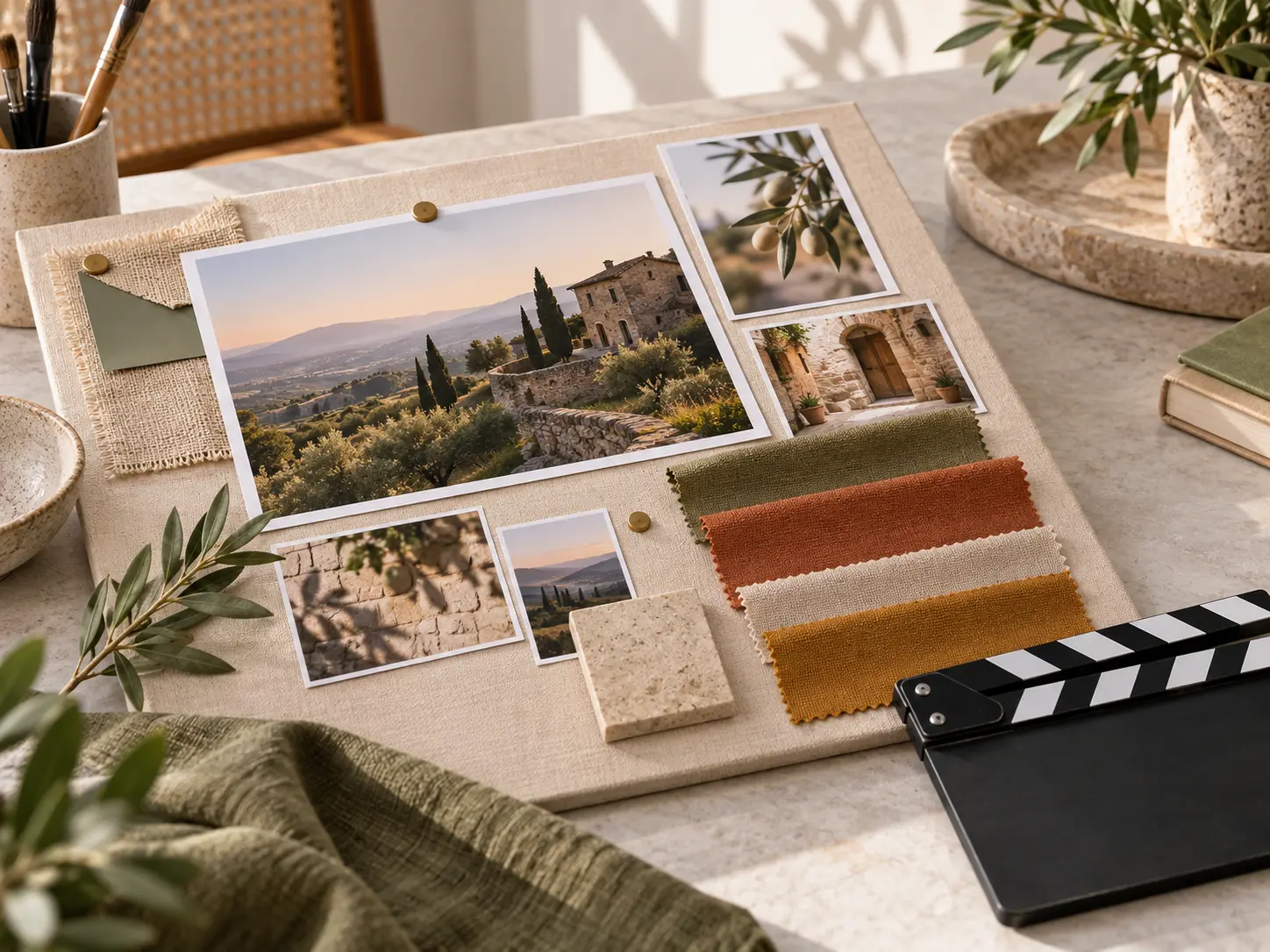 Reference material guiding the visual direction of a generated cinematic opening