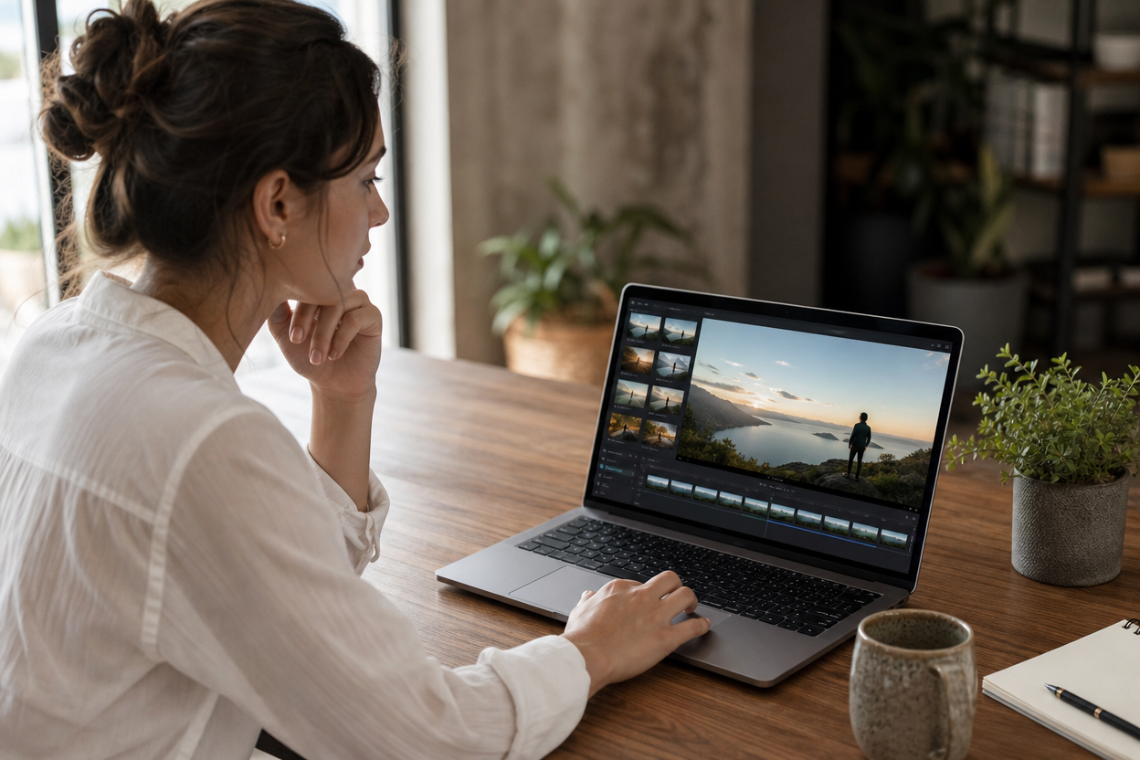 Project scenes arranged as a problem, action, verified result and call to action