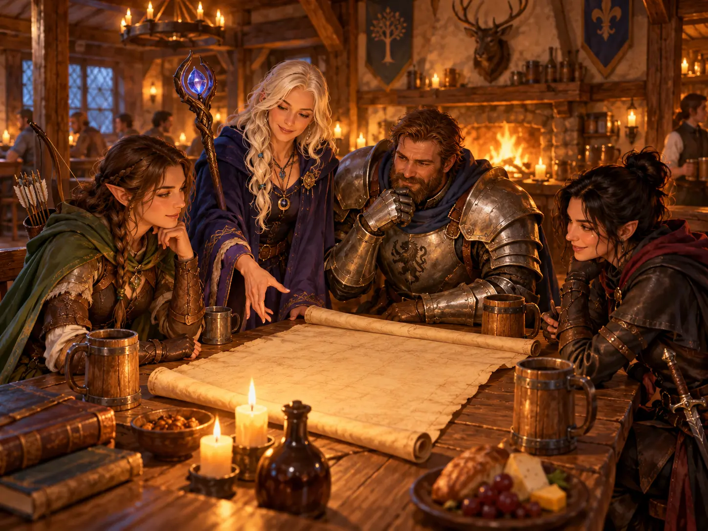 Dungeons and Dragons party scene generated from a group prompt