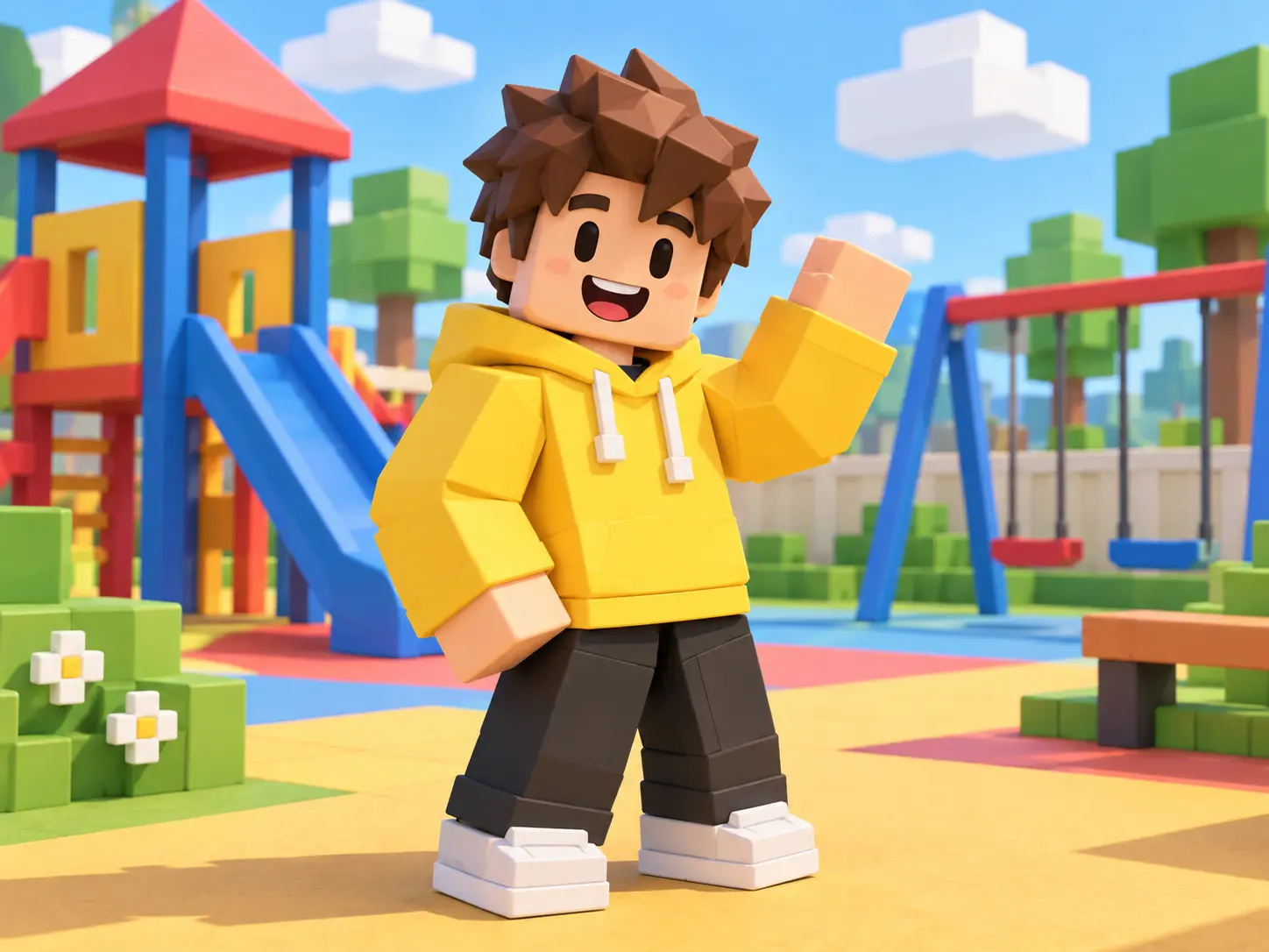 Blocky toy-style avatar generated from a playful game prompt