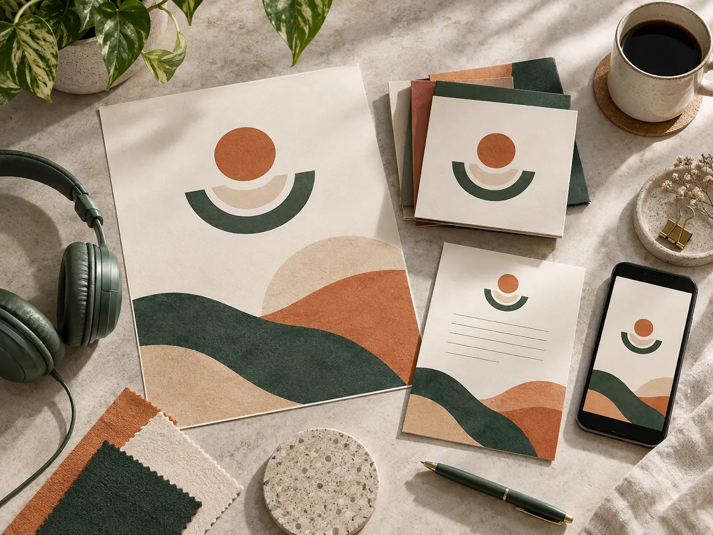 Podcast logos applied to cover cards, episode notes, and promotional posters