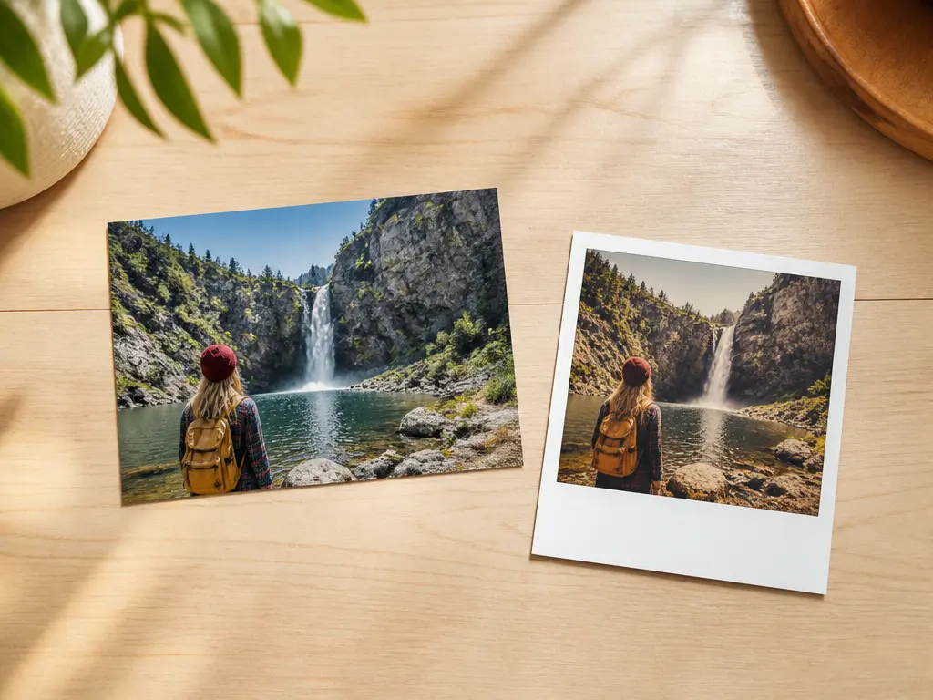 Polaroid Filter producing a square image area, white frame, and film-toned print