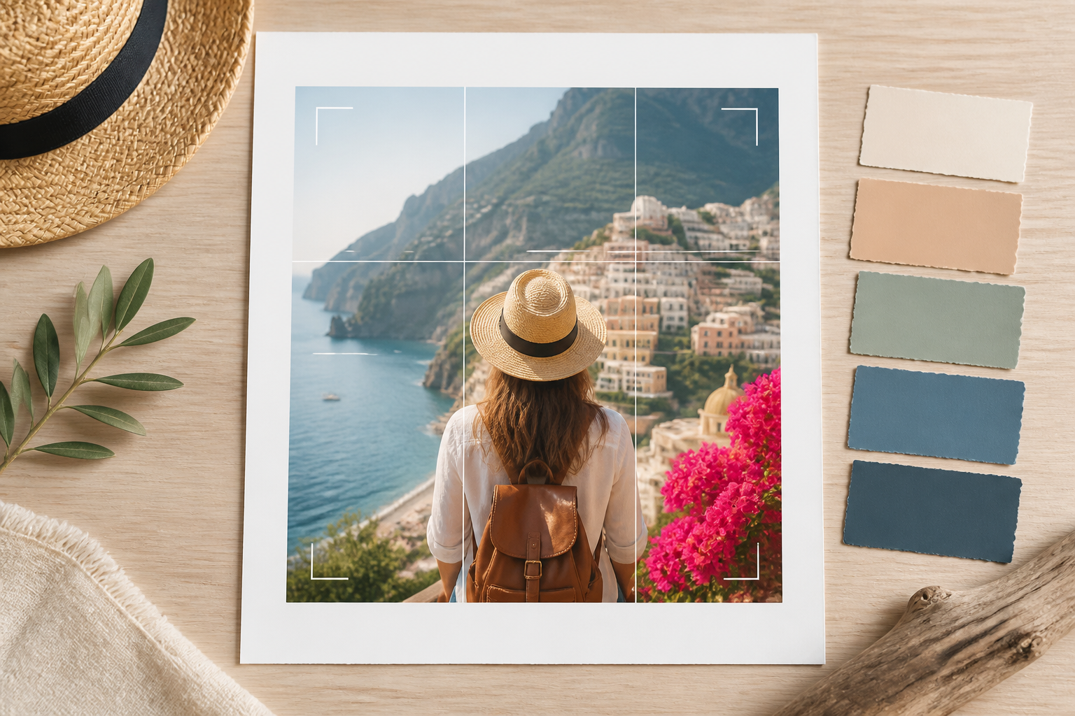 Polaroid Filter direction shown through color swatches and a square crop guide