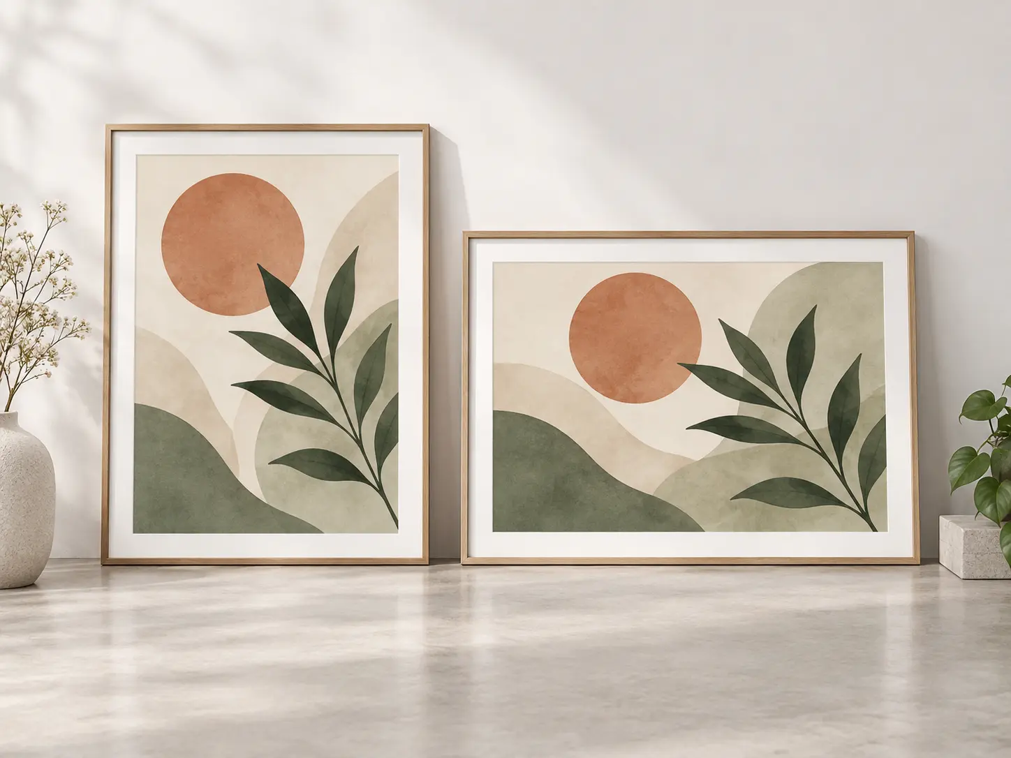 Portrait and landscape poster mockups arranged side by side with intact compositions and safe margins