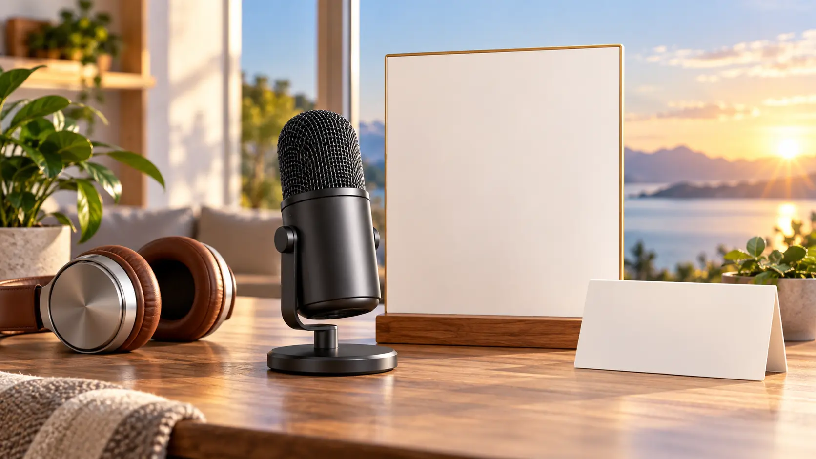Product scene materials with a feature label, launch message space, and sound direction