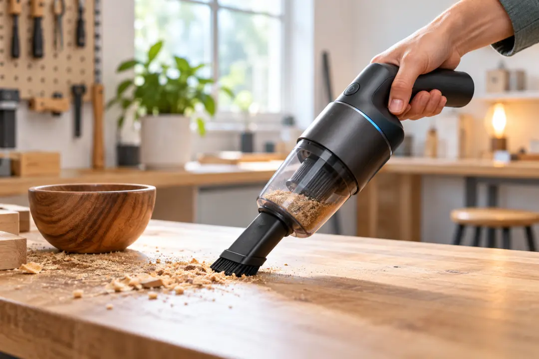 Product feature demonstration staged with a close view of the device in use