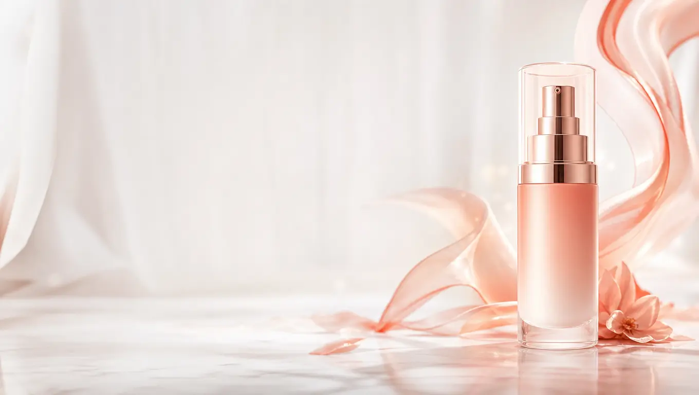 Bright skincare bottle scene with open space for a promotional invitation