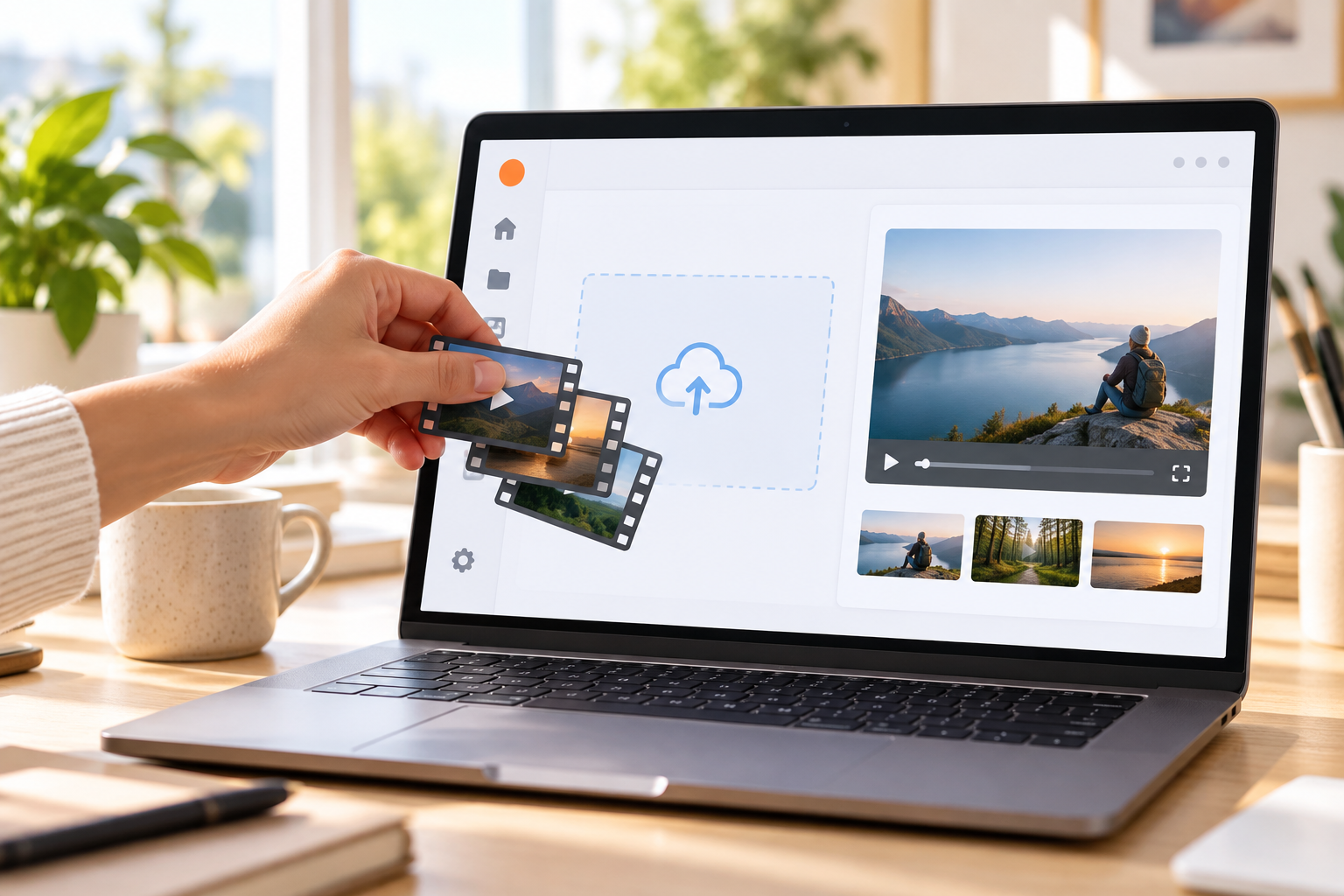 Browser upload with multiple video files ready for visual cleanup