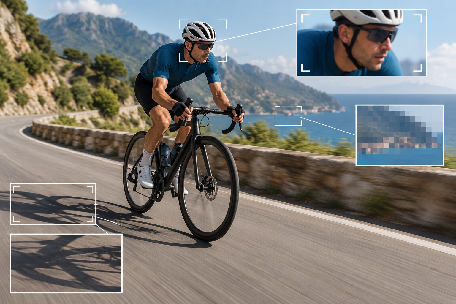 Frame analysis identifying blur, soft focus, compression, and dark noise