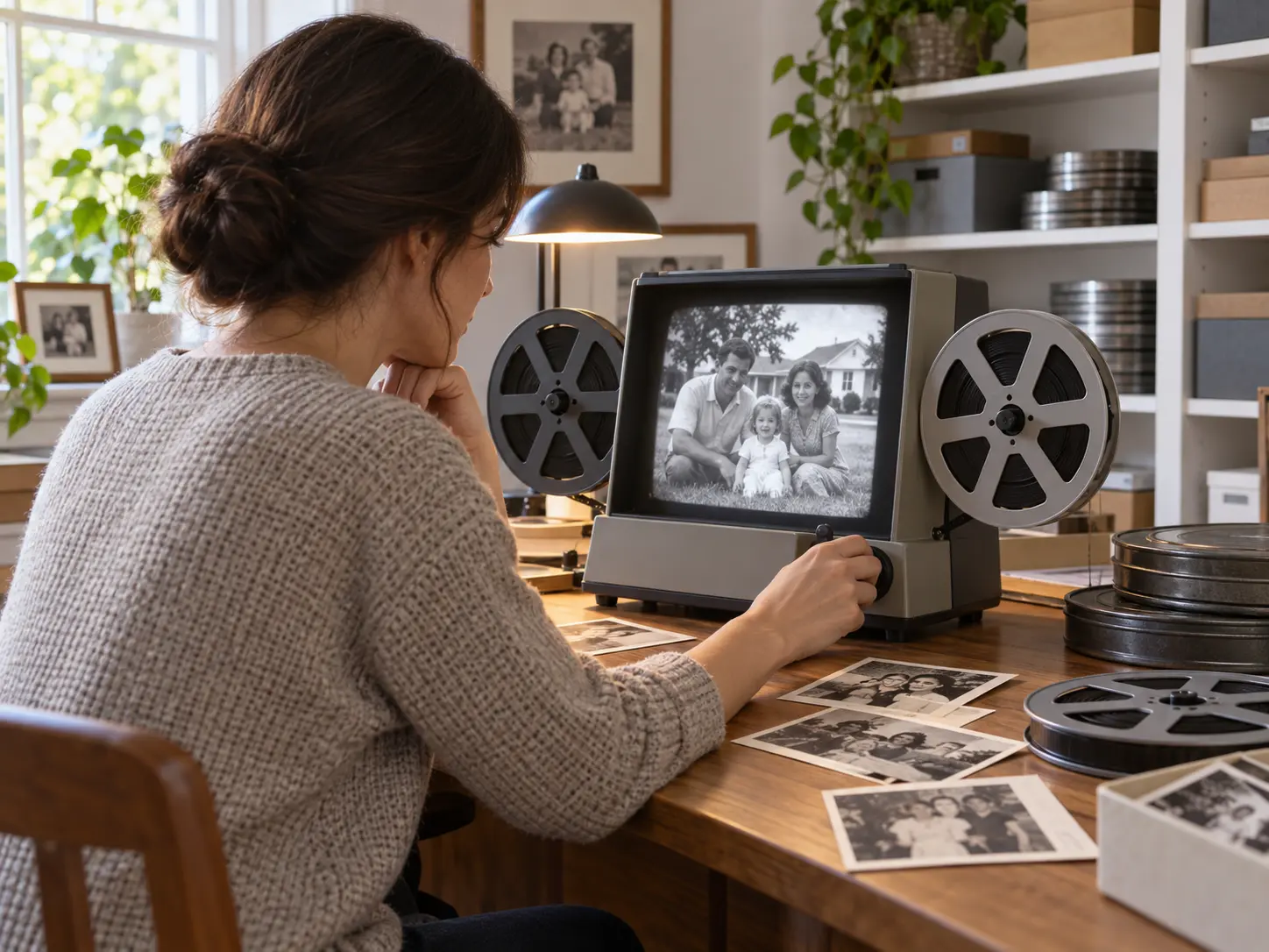 Archived family footage with cleaner faces, backgrounds, and low light detail