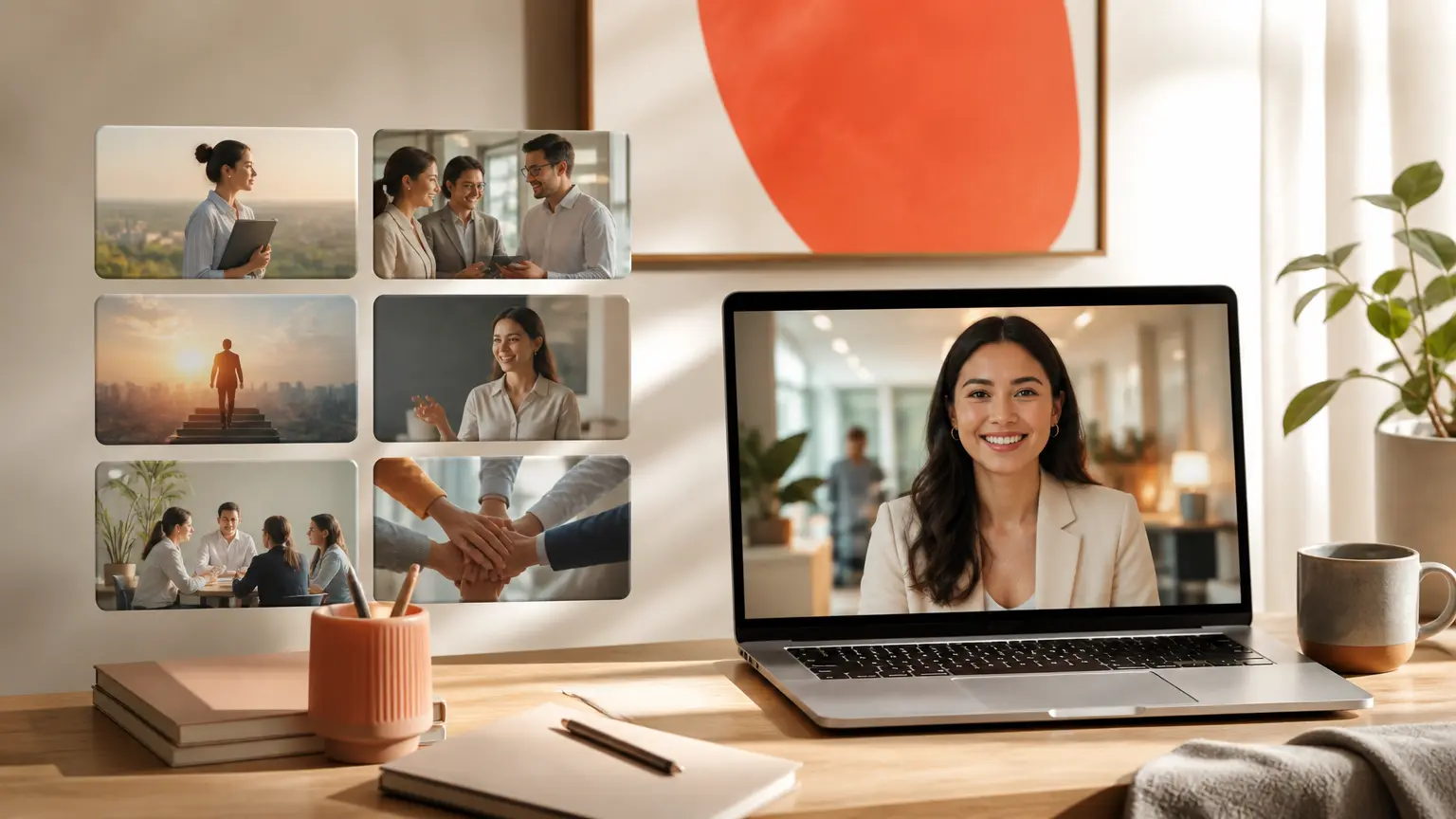 Recruitment video template selection beside a blank prompt workspace