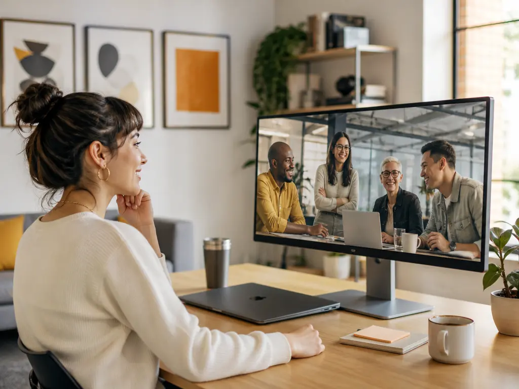 Brand content team reviewing a recruitment video for a product campaign